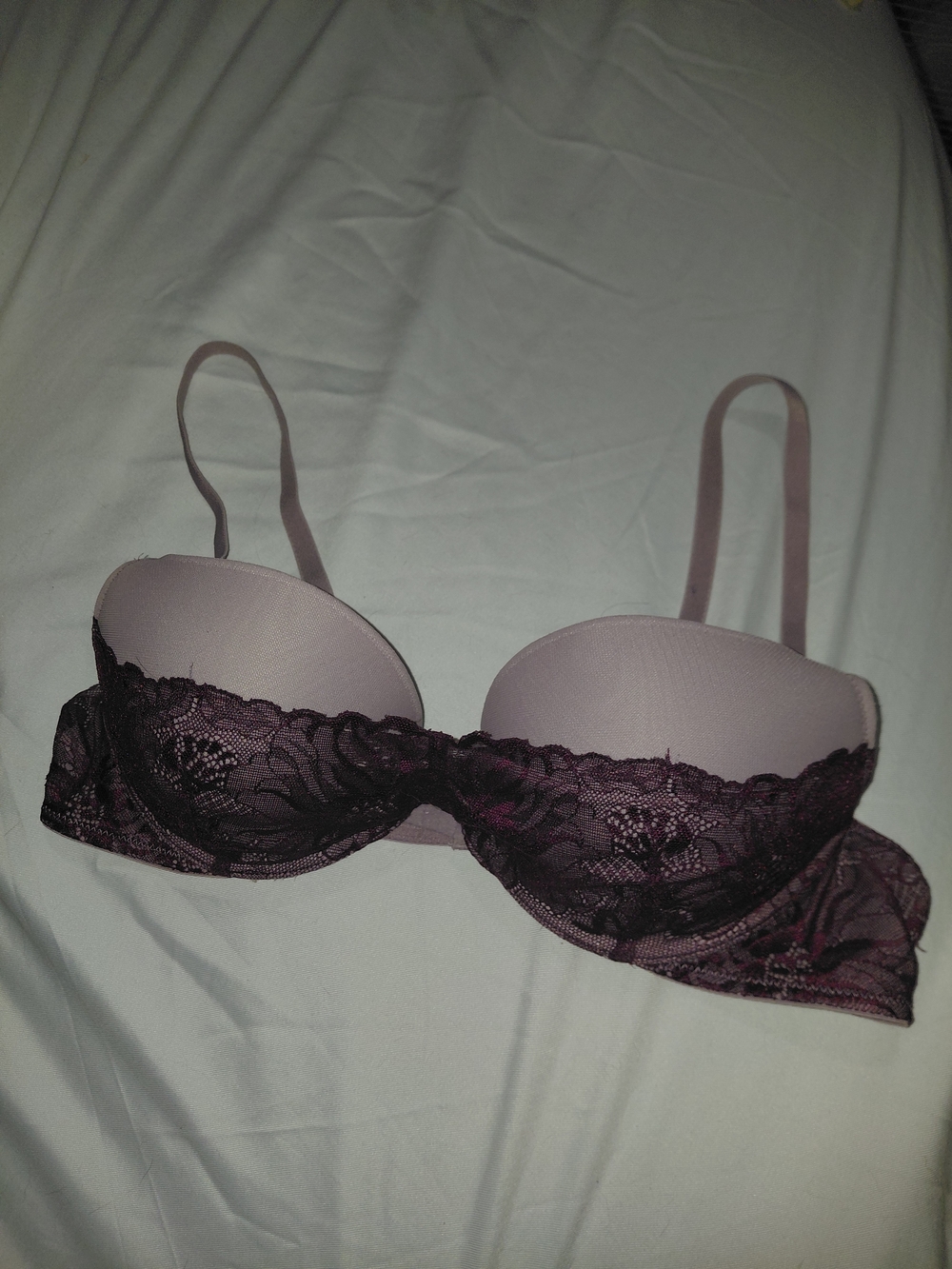 Adore Me Mauve Bra with Deep Purple Lace Overlay 36B